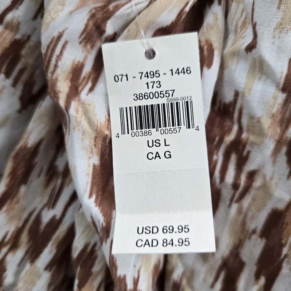 Aerie Women Dress L Brown Geometric Maxi Sundress Cottagecore Strap Sleeveless - Picture 3 of 11
